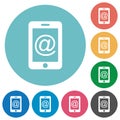 Mobile mailing flat round icons