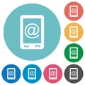 Mobile mailing flat round icons