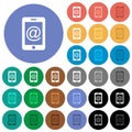 Mobile mailing round flat multi colored icons