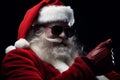 man mobile smartphone claus merry celebrate year holiday santa phone christmas. Generative AI.