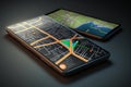 Mobile map application, GPS navigation. Smartphone App search map navigation. AI generated Royalty Free Stock Photo
