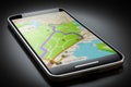 Mobile map application, GPS navigation. Smartphone App search map navigation. AI generated Royalty Free Stock Photo