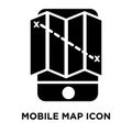 Mobile map icon vector isolated on white background, logo concept of Mobile map sign on transparent background, black filled Royalty Free Stock Photo