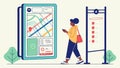 Mobile map navigation, GPS tracking, location services, and urban exploration. Vector Design, Generative AI