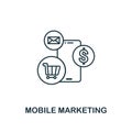 Mobile Marketing icon thin line style. Symbol from online marketing icons collection. Outline mobile marketing icon for Royalty Free Stock Photo