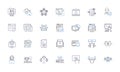 Mobile marketing line icons collection. SMS, QR code, App, Push notification, Geofencing, Location-based, Mobile ads