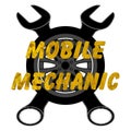 Mobile Mechanic with Tire and Two Wrenches Royalty Free Stock Photo