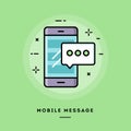 Mobile message, flat design thin line banner