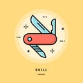 Mobile message, flat design thin line banner