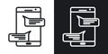 Mobile message notificationline in Thin line black color. flat simple vector symbols illustration