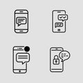 Mobile Messaging Essentials Icons outline icon set. sms chat notification mobile messaging outline icons Royalty Free Stock Photo