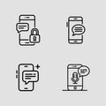 Mobile Messaging Essentials Icons outline icon set. text message inbox mobile conversation outline icons Royalty Free Stock Photo