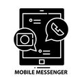 mobile messenger icon, black vector sign with editable strokes, concept illustration Royalty Free Stock Photo