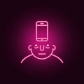 mobile on mind icon. Elements of What is in your mind in neon style icons. Simple icon for websites, web design, mobile app, info Royalty Free Stock Photo