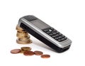Mobile and money (isolated) Royalty Free Stock Photo