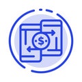 Mobile, Money, Payment, PeerToPeer, Phone Blue Dotted Line Line Icon