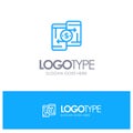 Mobile, Money, Payment, PeerToPeer, Phone Blue outLine Logo with place for tagline