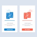 Mobile, Money, Payment, PeerToPeer, Phone Blue and Red Download and Buy Now web Widget Card Template