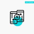 Mobile, Money, Payment, PeerToPeer, Phone turquoise highlight circle point Vector icon