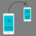 Mobile money transfer flat design style vector Royalty Free Stock Photo