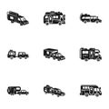 Mobile motorhome icon set, simple style