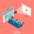 Mobile movie flat isometric vector concept. Royalty Free Stock Photo