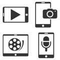 Mobile Multimedia Vector Flat Icon Set Royalty Free Stock Photo