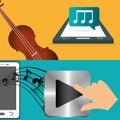 mobile music fiddle and player note banner