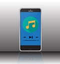 Mobile music player application interface on the smart phone