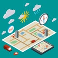 Mobile navigation, transportation, logistics vector illustration