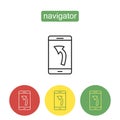 Mobile navigator outline icons set