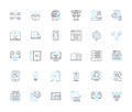 Mobile nerking linear icons set. Wi-Fi, LTE, Hotspot, Signal, Roaming, G, Data line vector and concept signs. Coverage