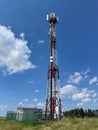 Mobile network transmitter tower on the hill Royalty Free Stock Photo
