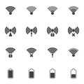 Mobile network and wifi signal vector icons set Royalty Free Stock Photo