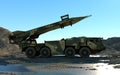 Mobile nuclear ballistic missile. Russian ballistic. 3d rendering.