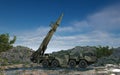 Mobile nuclear ballistic missile. Russian ballistic. 3d rendering.