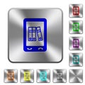 Mobile office rounded square steel buttons Royalty Free Stock Photo