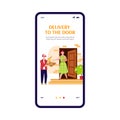 Mobile onboarding page design for delivery service vector illustration isolated.