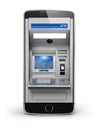 Mobile online banking and payment concept. Smart phone as ATM