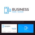Mobile, Online, Chalk, Profile Blue Business logo and Business Card Template. Front and Back Design