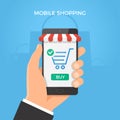 Mobile online shopping concept.