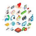 Mobile operator icons set, isometric style