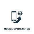Mobile optimization. Monochrome simple sign from app development collection. Mobile optimization icon for logo
