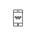 Mobile ordering taxi app line icon