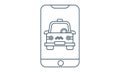 Mobile ordering taxi app vector icon