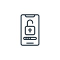 mobile password icon vector from internet of things concept. Thin line illustration of mobile password editable stroke. mobile