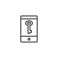 Mobile password key line icon