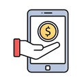 Mobile pay Fill color vector icon which can easily modify or edit