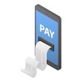 Mobile pay icon, isometric style