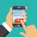 Mobile payment concept. Hand holding a phone. Smartphone Royalty Free Stock Photo